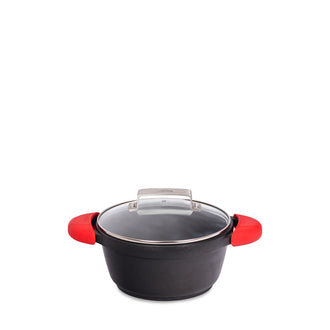 Casseruola alta con coperchio in vetro, 2 presine in silicone e una borsa in cotone inclusi CM 20/L 2,5