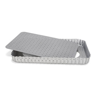 Tortiera quiche rettangolare perforato Silver Top con fondo removibile cm 32x22x3