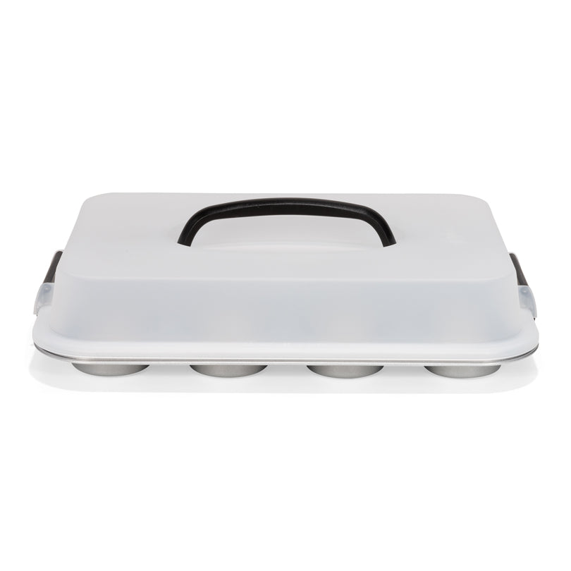Teglia per muffin con coperchio per trasporto Silver Top, 12 cavità cm 36x27x7,5