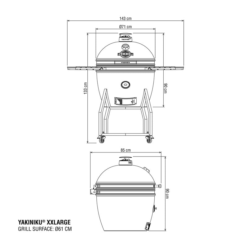 Kamado XXLarge Complete "Yakiniku", per 12-15 persone cm Ø61/140x133,5