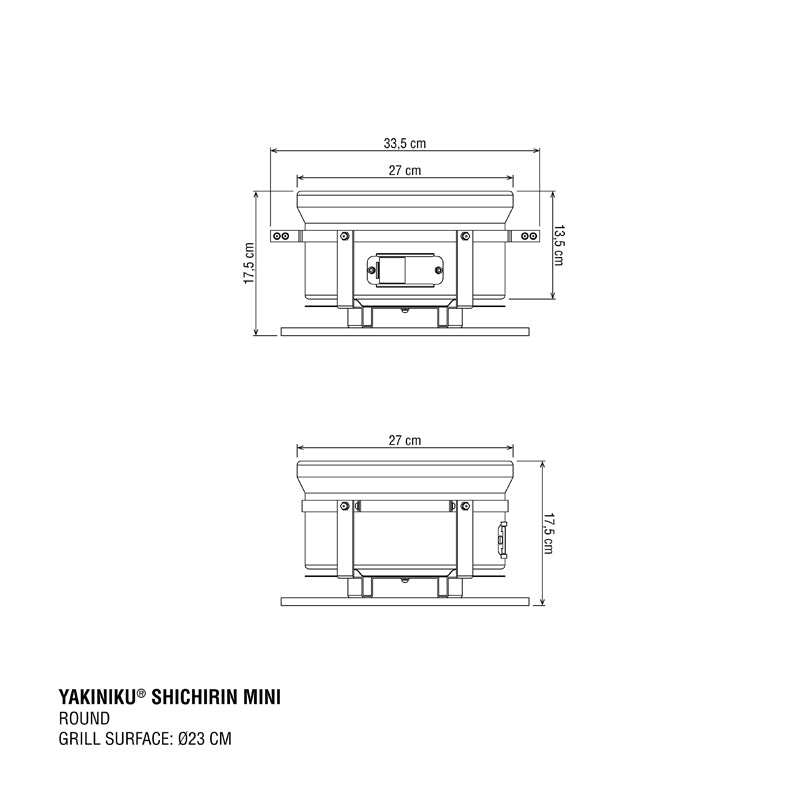 Shichirin griglia da tavolo Mini tonda, per 2 persone cm Ø23/cm 27x17
