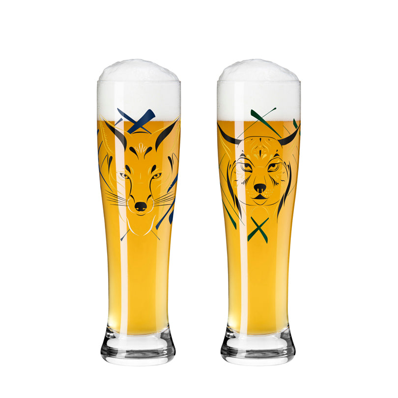 Bicchiere birra Weizen "Brauchzeit #12 - A. Vasconcelos", confezione assortita da 2 pezzi cl 65/cm Ø7,5x25,4