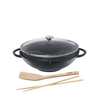 Wok-Set con coperchio in vetro "Provence", accessori inclusi cm Ø36x9,5/16,5