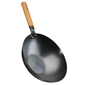 Wok "Canton" con manico in legno cm Ø30x10,5