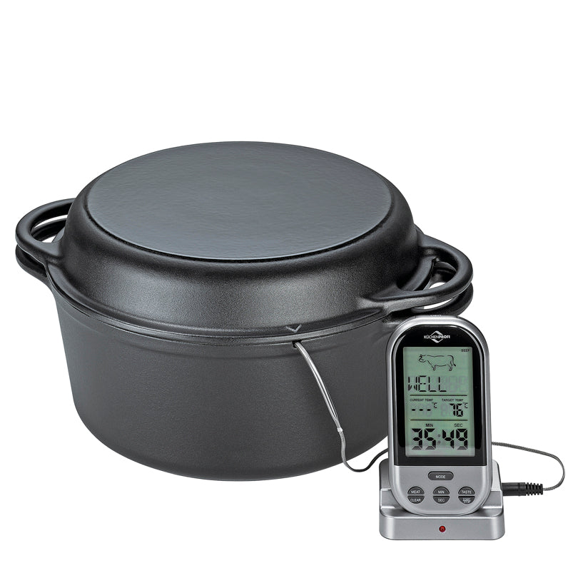 Casseruola con coperchio "BBQ", smaltata l 5/cm Ø26x16