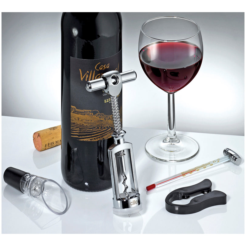 Set da vino "Lombardia", 4 pezzi in scatola regalo in legno cm 21,5x21,5x5,5