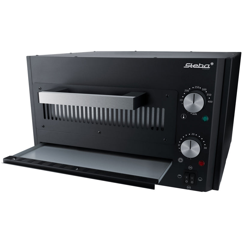 Forno per pizza elettrico "PB 1000" con pietra tonda e pala pizza in acciaio inox cm 43,5x43,5x27