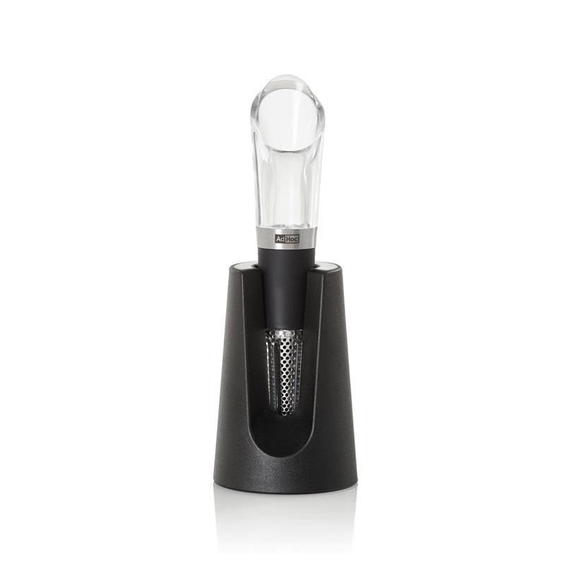Tappo versatore vino "Vine" con microfiltro integrato, supporto ed appoggio antigoccia cm Ø2,7x13