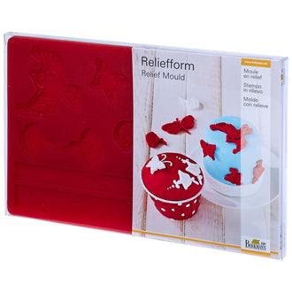 STAMPO RILIEVO FIORI ROSSO SILICONE CM 21X15X0,7 CM 21X15X0,7