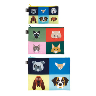 Zip Pocket "Stephen Cheetham - Dogs & Cats Recycled", confezione assortita da 3 pezzi