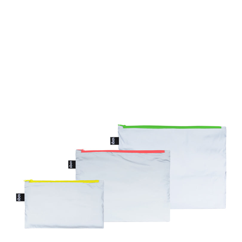 Zip pocket "Reflective - Neon Recycled", confezione assortita da 3 pezzi