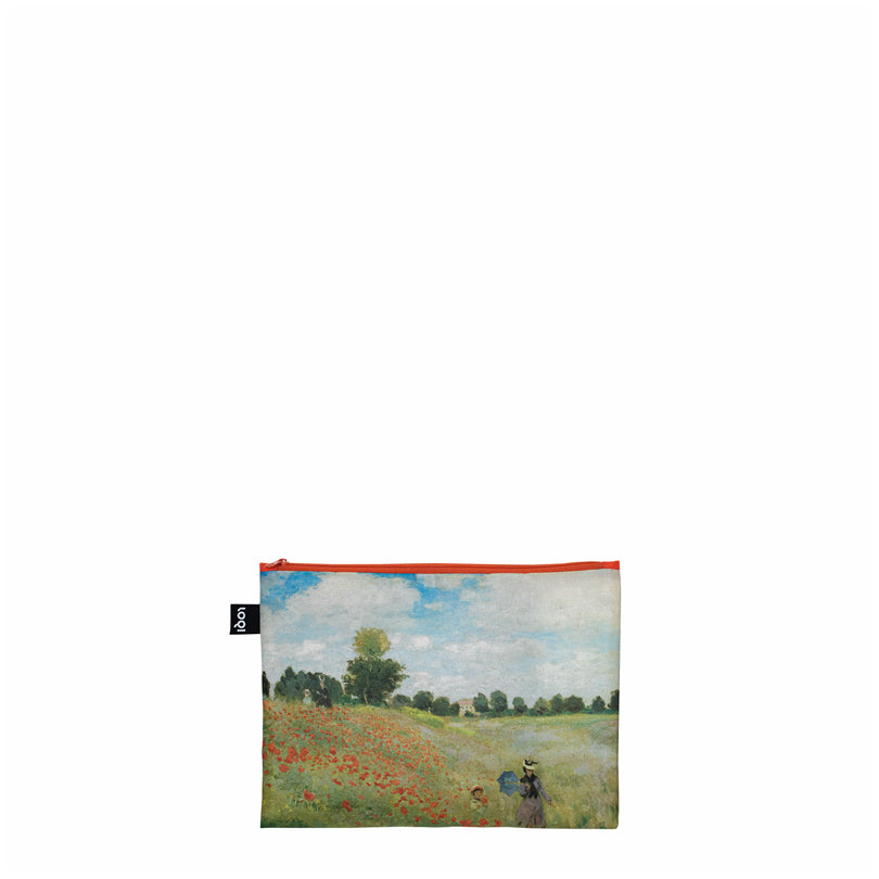 Zip pocket"Claude Monet - Japanese Footbridge, Wild Poppies near Argenteuil, Water Lillies Recycled", confezione assortita da 3 pezzi