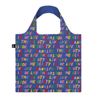 Borsa spesa "Glitter Power - Love Life Blue Recycled" cm 50x42/69