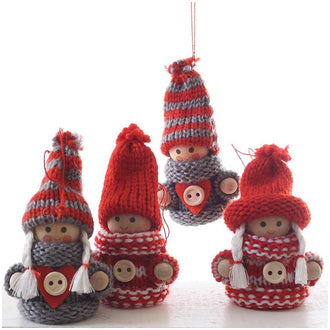 Bambino invernale "Maglieria" da appendere, confezione assortita da 4 pezzi cm 7