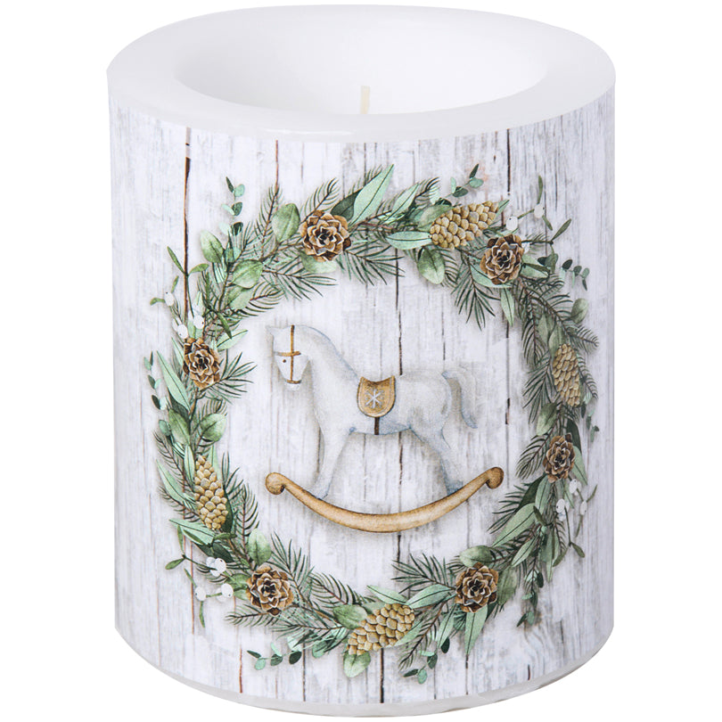 Lume tondo White Xmas Wreath grey cm Ø9x10,5
