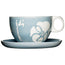 Tazza 2 pezzi Flora blu con piattino