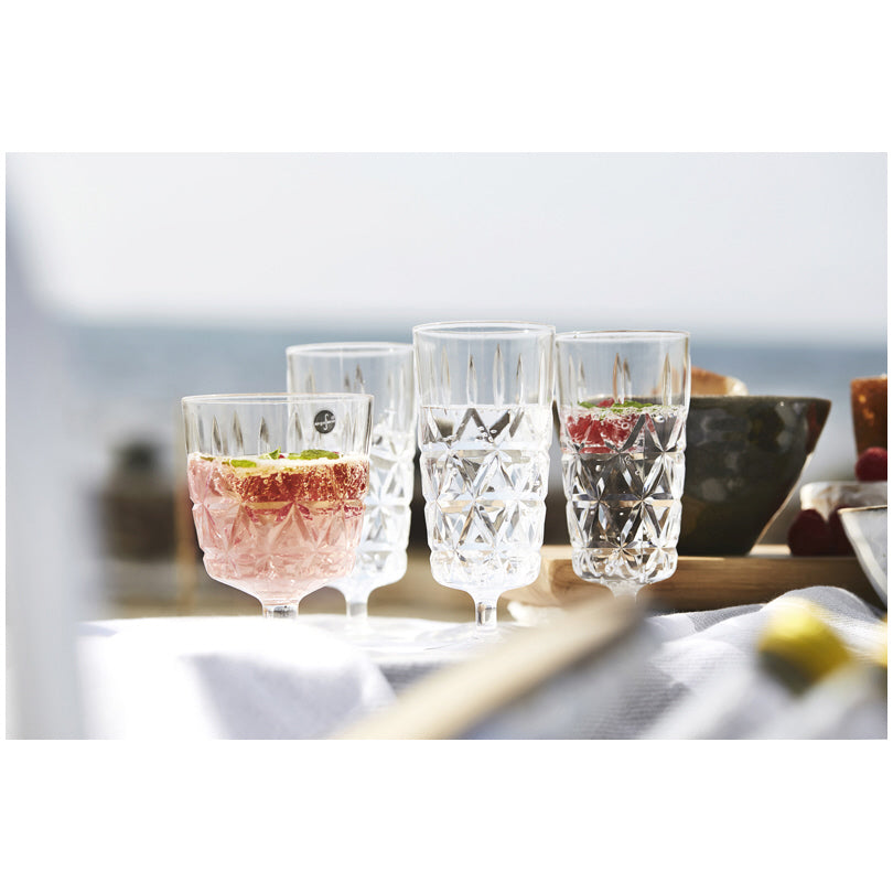 Bicchiere flute con rilievo "Picnic", confezione 4 pezzi cl 20/cm Ø6x14