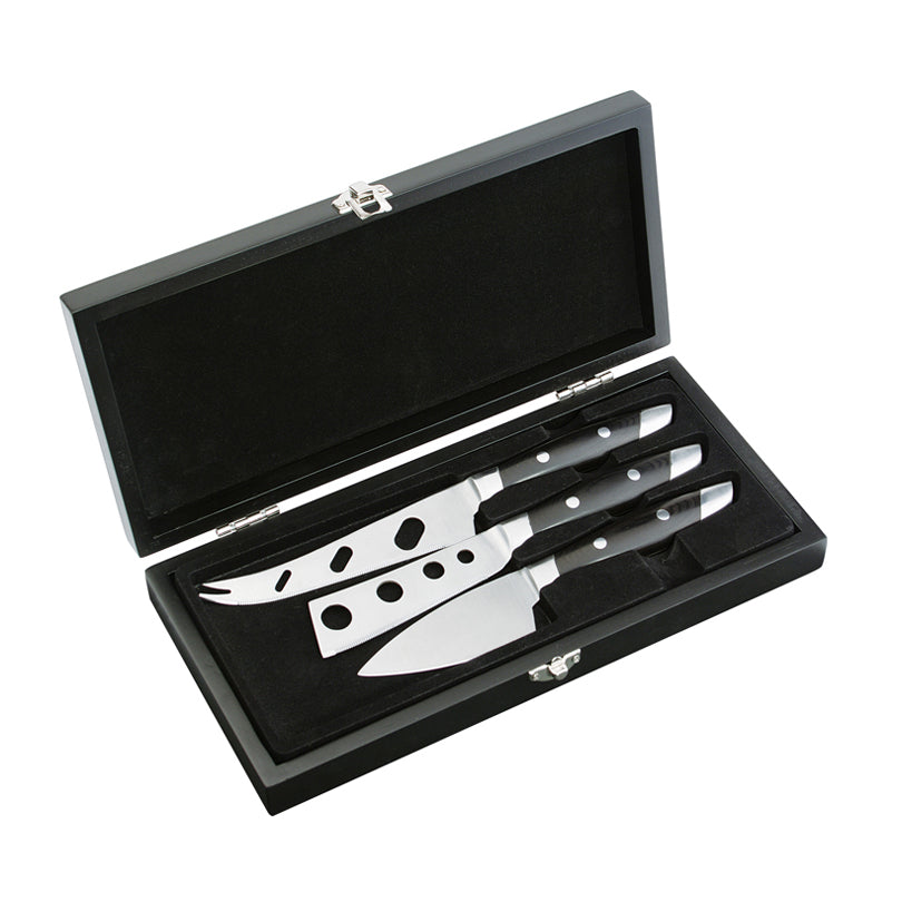 Coltelli formaggio "Fontina" in scatola regalo set di 3pezzi cm 20,5/21,5/25