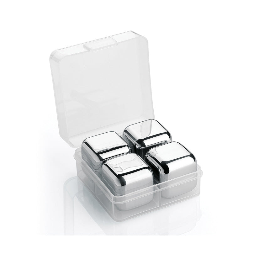 Cubetto refrigerante riutilizzabile "Steel", confezione 4 pezzi cm 2,5x2,5x2,5