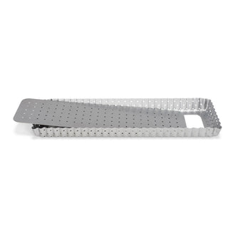 Tortiera quiche rettangolare perforato Silver Top con fondo removibile cm 35x11x2,5