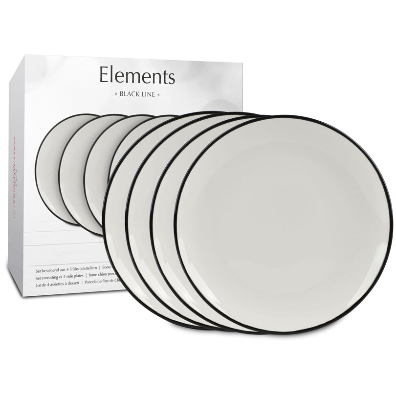 Piatto frutta disegno: Elements - Black Line, confezione 4 pezzi cm Ø19