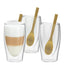 Mug caffè latte/universale a doppia parete con cucchiaino di bambù, confezione 3 pezzi ml 350/cm Ø8,5x14,5