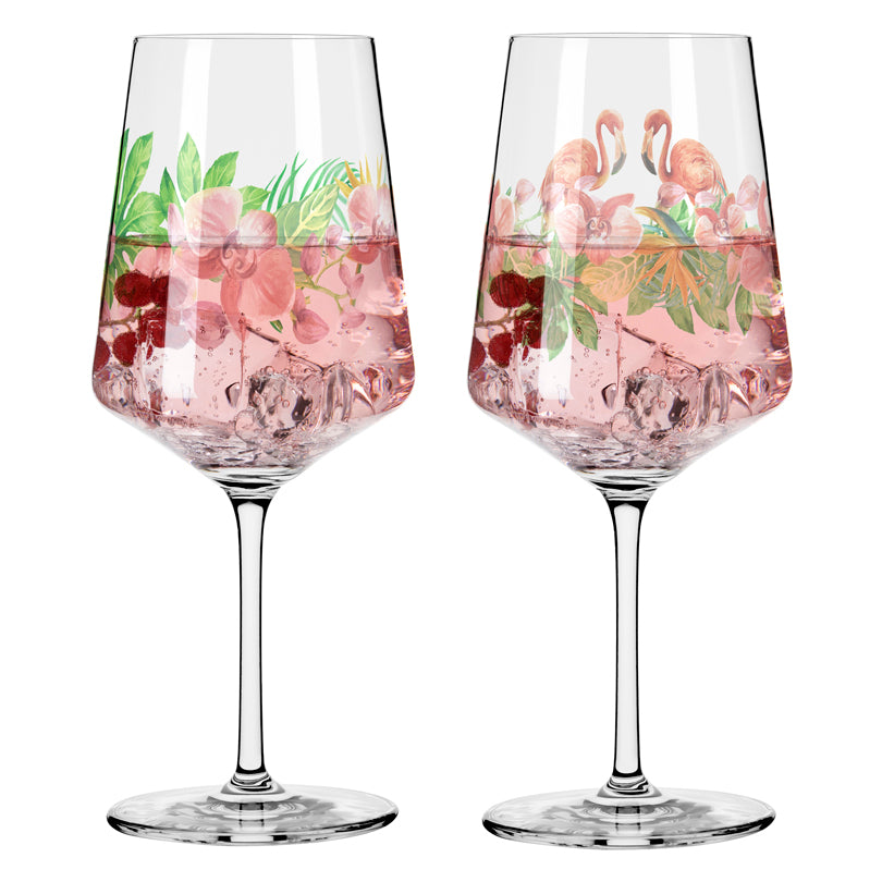 Calice Spritz "Sommersonett #5 - Artur Hakobyan Fenicotteri & Orchideen", confezione assortita da 2 pezzi cl 54/cm Ø8,3x22,5