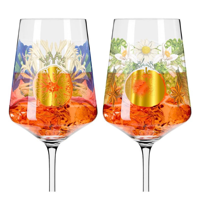 Calice aperitivo Aperizzo "Sommerrausch Deluxe #17 - S-J. Zavala", confezione assortita da 2 pezzi cl 54/cm Ø8,3x22,5