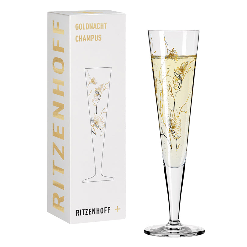 Calice champagne Champus "Goldnacht #7 - Marvin Benzoni Floral" cl 20/cm Ø7,2x24