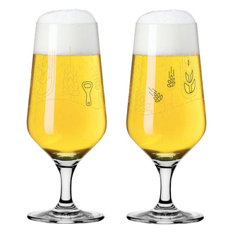 Bicchiere birra Pils "Brauchzeit #6 - S. Eikler", confezione assortita da 2 pezzi cl 37/cm Ø7,5x18,3