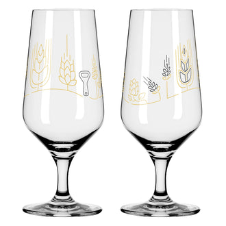 Bicchiere birra Pils "Brauchzeit #6 - S. Eikler", confezione assortita da 2 pezzi cl 37/cm Ø7,5x18,3