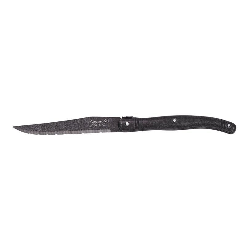 Set 6 coltelli da bistecca "Premium Line - Black Stonewash" cm 11