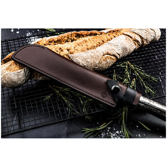 Coprilama in pelle per coltello pane "Forged" cm 20
