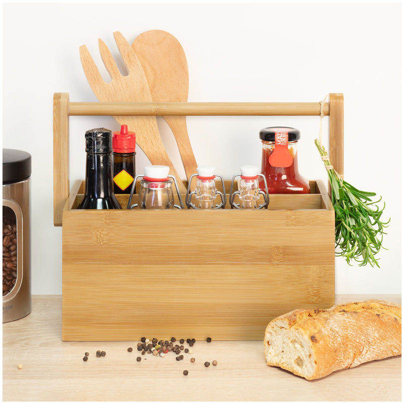 Portacondimenti con 4 comparti e maniglia Tapas + Friends cm 28x15x12