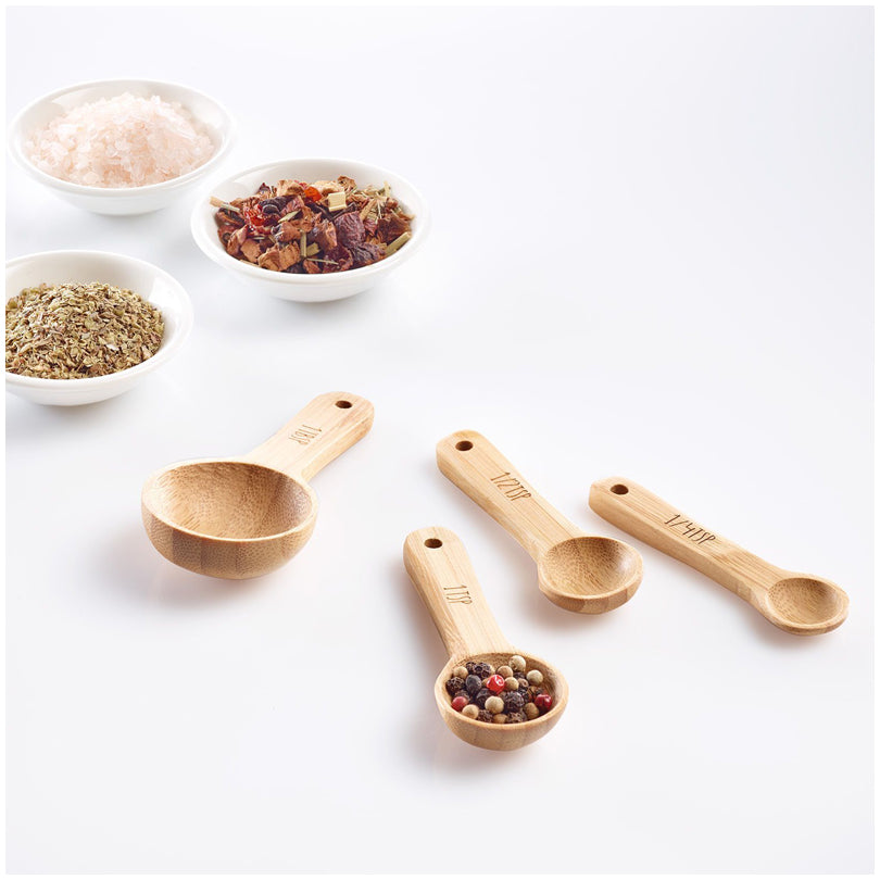 Cucchiaio dosatore "Woody", confezione assortita da 4 pezzi 1/4 TSP - 1TBSP
