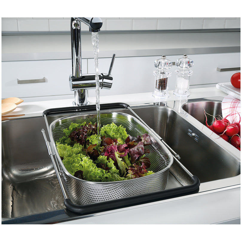 Scolapasta rettangolare "Deluxe", con manici allungabili cm 34x24,5x11,5