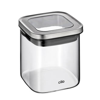 Barattolo quadrato "Cubo" con coperchio a finestra ml 650/cm 10,2x10,2x