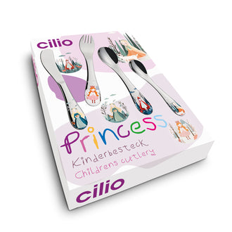 Posate per bambini "Princess", confezione 4 pezzi cm 13,5-17