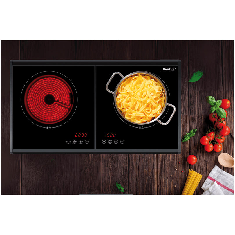 Piano di cottura in vetroceramica doppio "HK 250" cm Ø18,5/cm 56x31x5