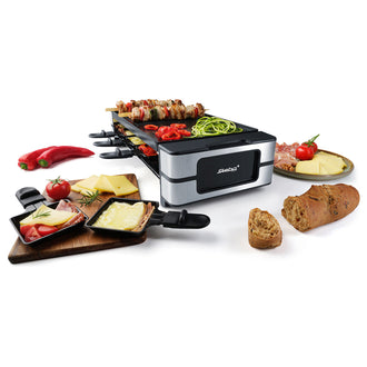 Raclette con piastra in alluminio pressofuso "RC 180", per 8 persone cm 53,5x24x12,5