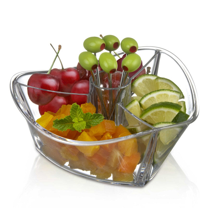 Antipastiera a 4 scomparti con 6 spiedini cm 15,7x15,7x10