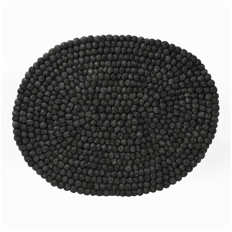 Tovaglietta all'americana ovale "Pompon Antracite" cm 35x45