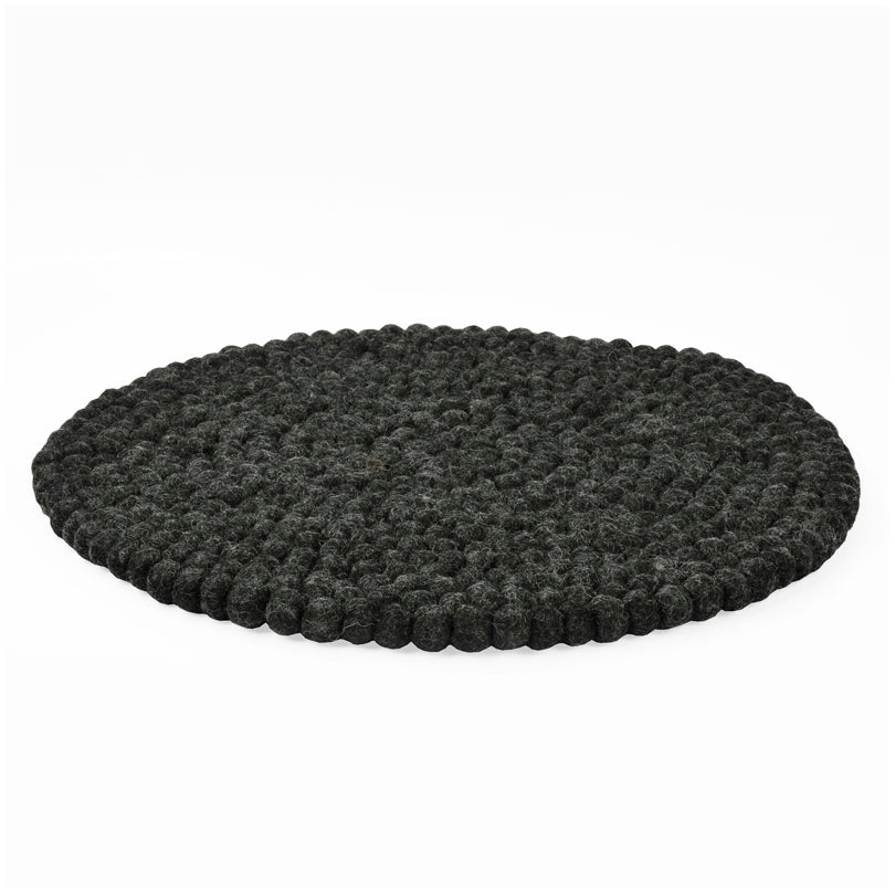 Tovaglietta all'americana tonda "Pompon Antracite" cm Ø38