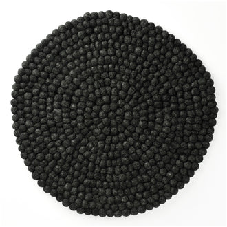 Tovaglietta all'americana tonda "Pompon Antracite" cm Ø38