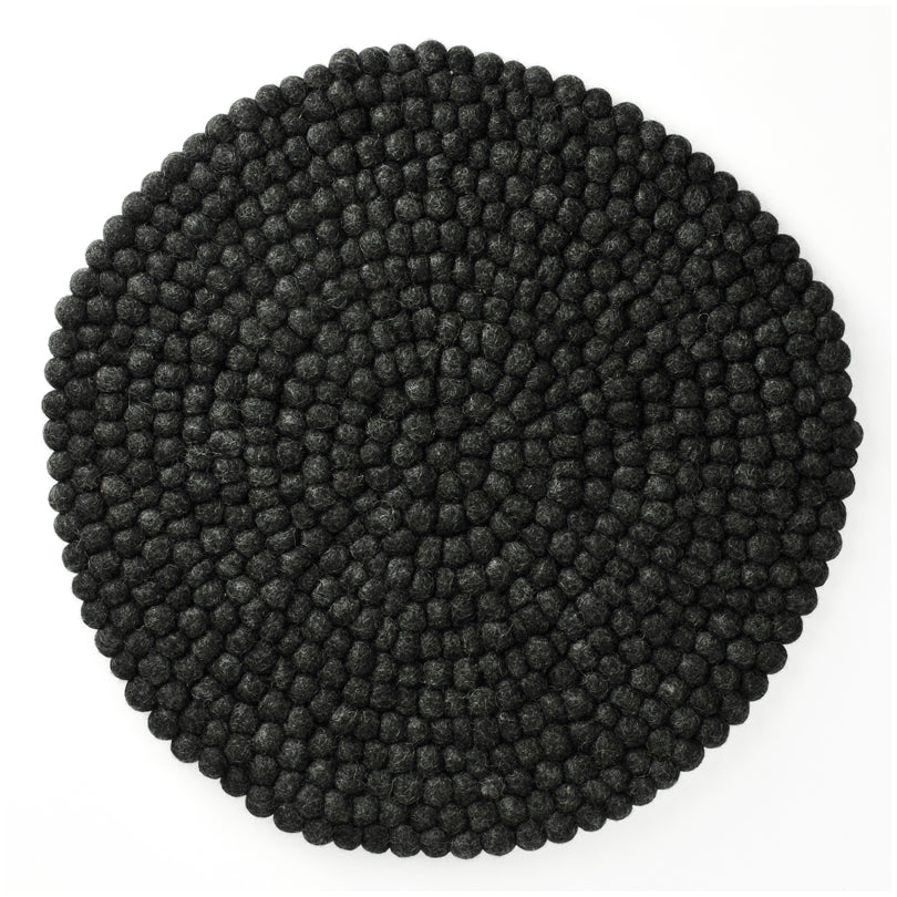 Tovaglietta all'americana tonda "Pompon Antracite" cm Ø38