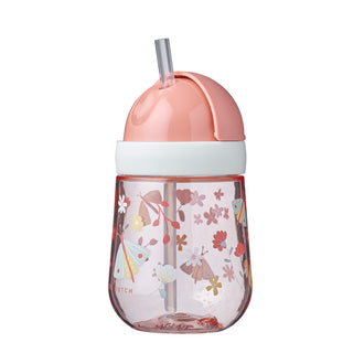 Bicchiere con cannuccia per bambini "Mio - Flowers & Butterflies" ml 300/cm Ø8x19,8