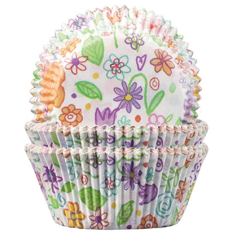 Pirottini Muffin/Cupcake "Prato fiorito", confezione 60 pezzi cm Ø5x2,5