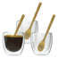 Mug caffè a doppia parete con cucchiaino di bambù, confezione 3 pezzi ml 250/cm Ø8,5x9